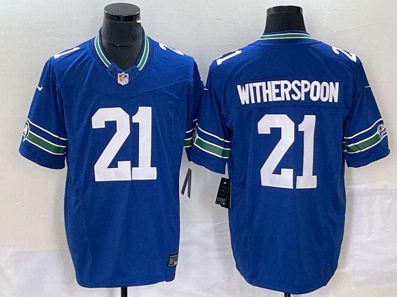 Men Seattle Seahawks #21 Witherspoon Nike Royal Throwback Player Game NFL Jersey